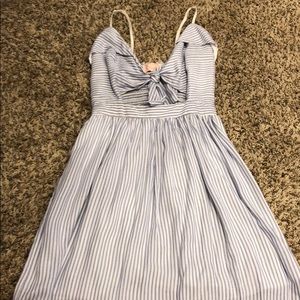 blue and white dress